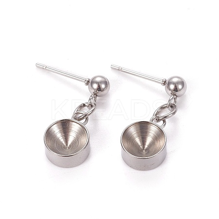 Non-Tarnish 201 Stainless Steel Stud Earring Settings X-STAS-L226-018E-P-1