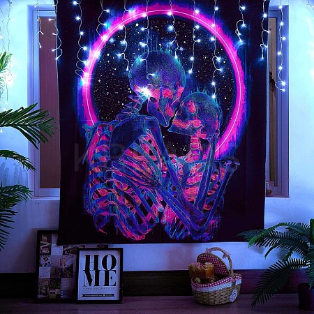 Black Light Skull Wall Tapestry JX154B-1