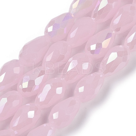 Opaque Solid Color Electroplate Glass Beads Strands EGLA-N013-J8mm-B01-1