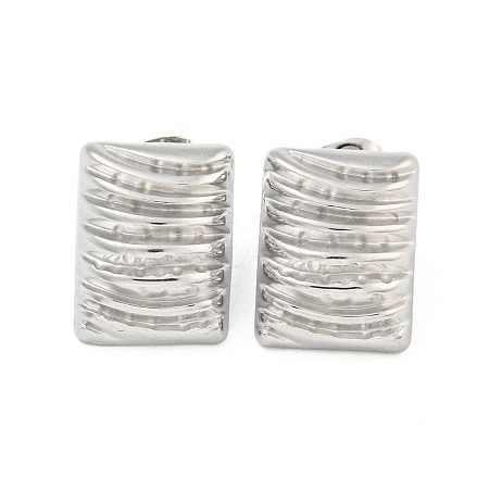 Non-Tarnish Rectangle 304 Stainless Steel Ear Studs EJEW-L290-023P-1