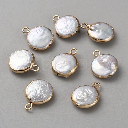 Natural Keshi Pearl Brass Pendants LS-FIND-WH0161-162B-1