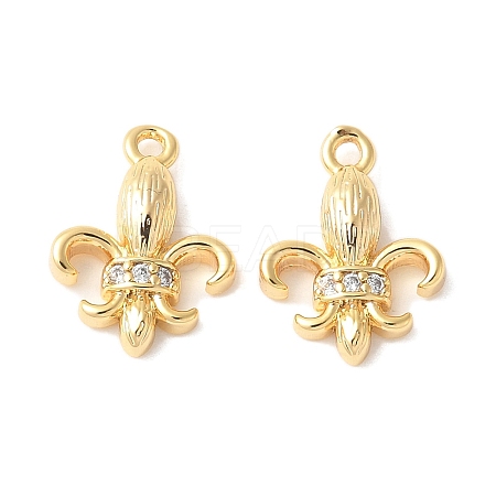 Brass Micro Pave Clear Cubic Zirconia Pendants KK-U064-10G-1