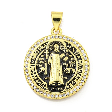 Rack Plating Brass Micro Pave Cubic Zirconia Pendants KK-B091-22G-07-1