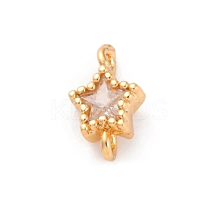 Brass Cubic Zirconia Star Connector Charms KK-Z084-11G-04-1