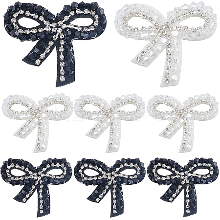 8Pcs 2 Colors Imitation Pearl & Glass Beads Sew on Appliques DIY-CY0001-30-1