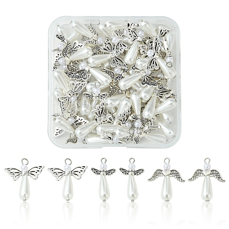 50Pcs 3 Style Angel Plastic Imitation Pearl Pendants PALLOY-FS00026-1