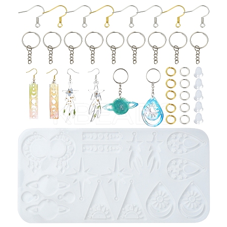 DIY Mixed Shapes Charm Pendant Silicone Molds for DIY Earring Keychain Making DIY-YW0009-44-1