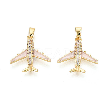Brass Micro Pave Cubic Zirconia Pendants KK-T073-60A-G-1
