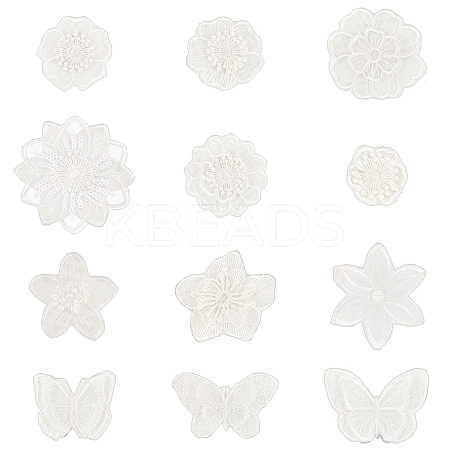 12Pcs 12 Style Computerized Embroidery Lace Self Adhesive/Sew on Patches DIY-FG0004-01-1