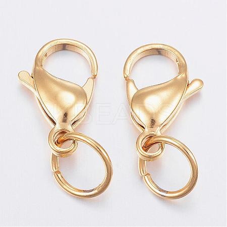 Ion Plating(IP) 304 Stainless Steel Lobster Claw Clasps STAS-P139-A17-G-1