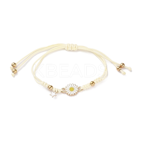 Sunflower Alloy Enamel Charms Braided Bracelets BJEW-A016-01B-1
