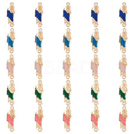 30Pcs 5 Colors Religion Zinc Alloy Enamel Connector Charms ENAM-FH0001-76-1