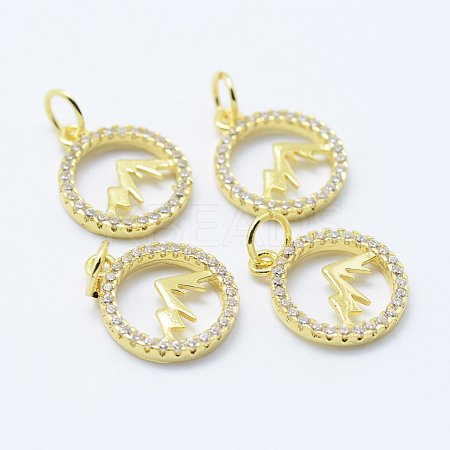 Brass Micro Pave Cubic Zirconia Pendants KK-P133-12G-NR-1