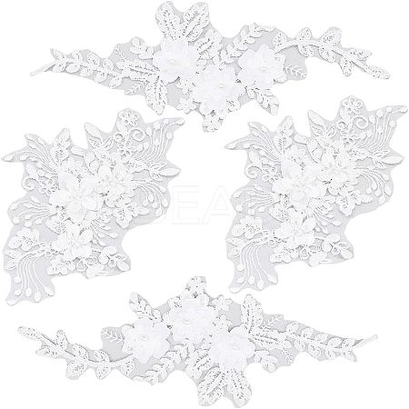 2 Pairs 2 Style 3D Flower Polyester Embroidery Sew on Flower Appliques PATC-CA0001-09-1