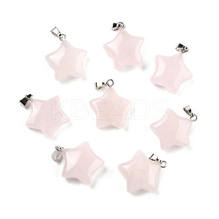 Natural Rose Quartz Pendants X-G-I319-01P-07-1