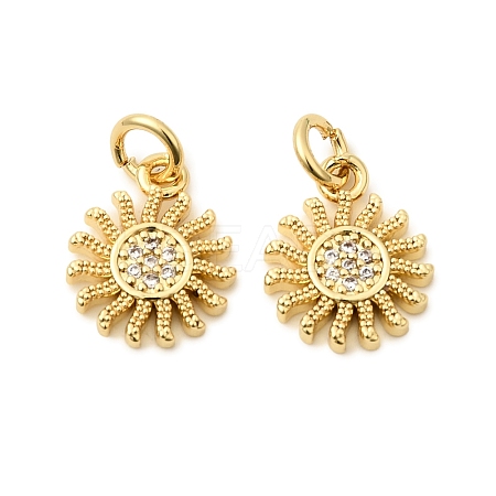 Brass Cubic Zirconia Charms ZIRC-C022-21G-1