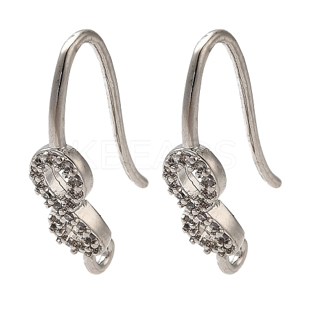 Rack Plating Brass Micro Pave Clear Cubic Zirconia Earring Hooks KK-A231-03P-1
