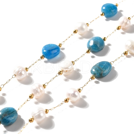 Natural Pearl & Apatite Beaded Chains CHS-B002-01G-08-1