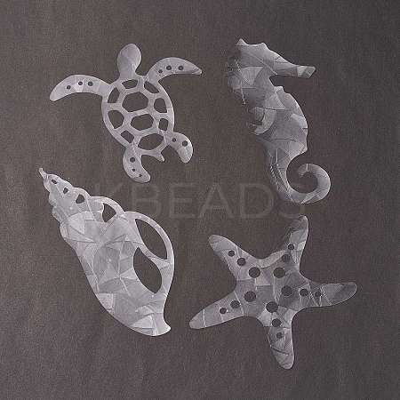 Custom Tortoise & Sea Horse & Starfish & Conch Shape Waterproof PVC Laser Adhesive Stickers DIY-WH0256-005-1