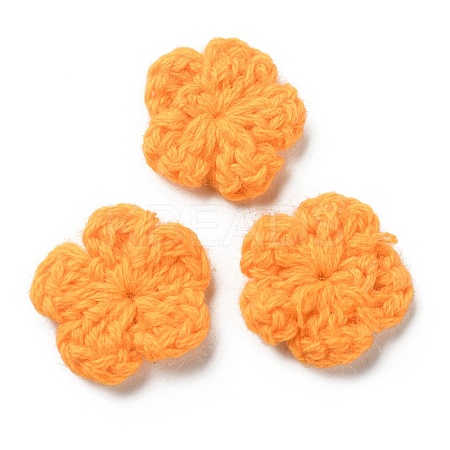 Peach Blossom Handmade Crochet Cotton Ornament Accessories AJEW-WH0326-53D-1