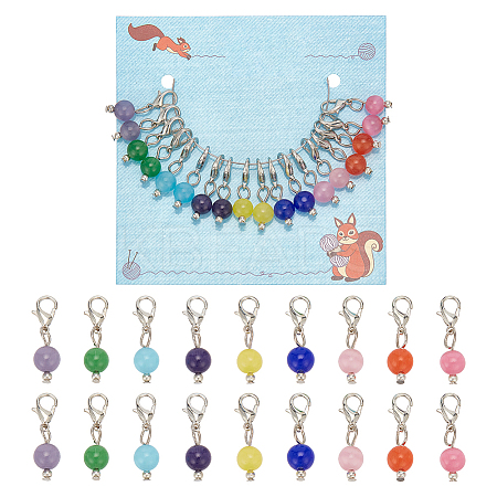 18Pcs 9 Colors Cat Eye Pendant Locking Stitch Markers HJEW-AB00637-1