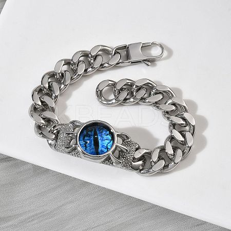Eye 201/304 Stainless Steel Link Bracelets BJEW-F522-02P-01-1