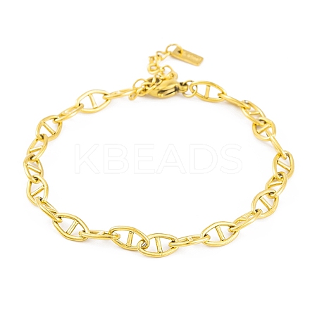 Ion Plating(IP) 304 Stainless Steel Mariner Link Chain Bracelets for Women LS-BJEW-A013-01G-1