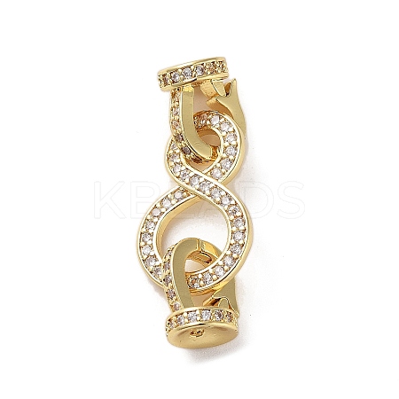Rack Plating Brass Micro Pave Cubic Zirconia Fold Over Clasps ZIRC-P117-02C-G-1