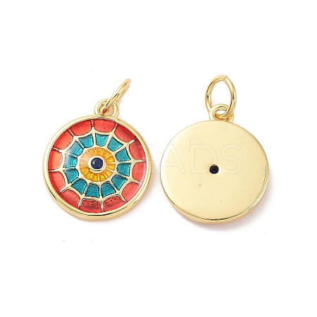 Flat Round Brass Micro Pave Cubic Zirconia Charms KK-G435-33G-02-1