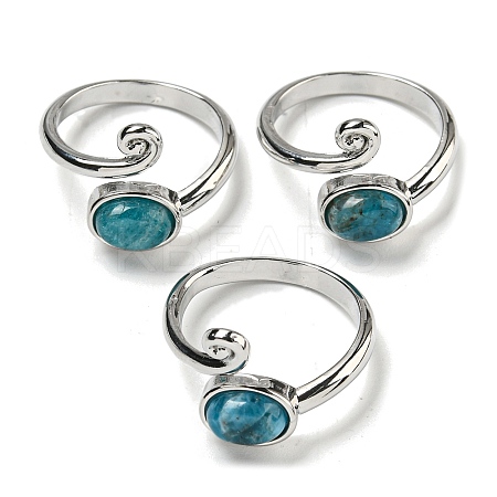 Natural Apatite Adjustable Rings RJEW-K269-08P-07-1