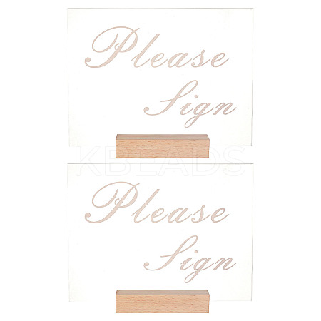 4Pcs 2 Styles Rectangle Beechwood Name Card Holder ODIS-OC0001-39-1