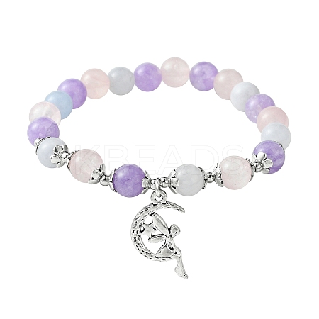 8mm Round Natural Aquamarine & Rose Quartz & Amethyst Beaded Stretch Bracelets X-BJEW-TA00502-1