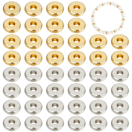 2 Colors Brass Flat Round Spacer Beads KK-BC0014-21B-1