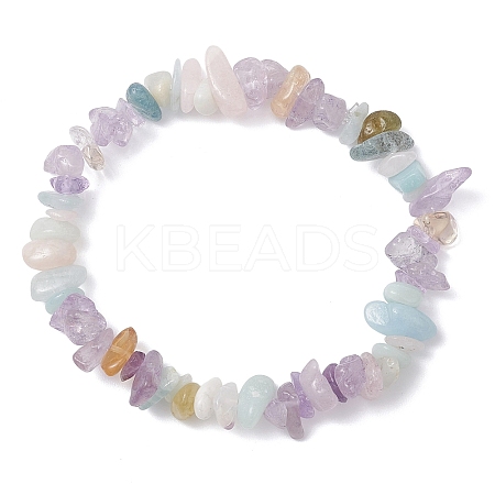Natural Ametrine and Morganite Chip Beads Stretch Bracelets for Women BJEW-JB12589-03-1