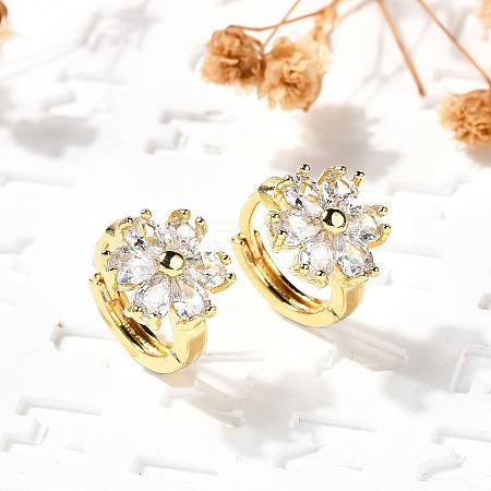 Flower Brass Hoop Earrings EJEW-S256-01C-G-1