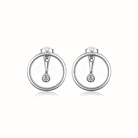 Anti-Tarnish Ring Rhodium Plated 925 Sterling Silver Stud Earrings PB1316-7-1