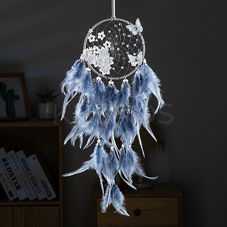 Butterfly Woven Web/Net with Feather Decorations PW-WG68202-01-1