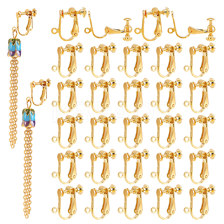   30Pcs Brass Clip-on Earring Findings FIND-PH0005-10-1