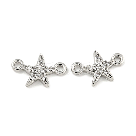 Brass Micro Pave Clear Cubic Zirconia Connector Charms KK-Q820-42P-1