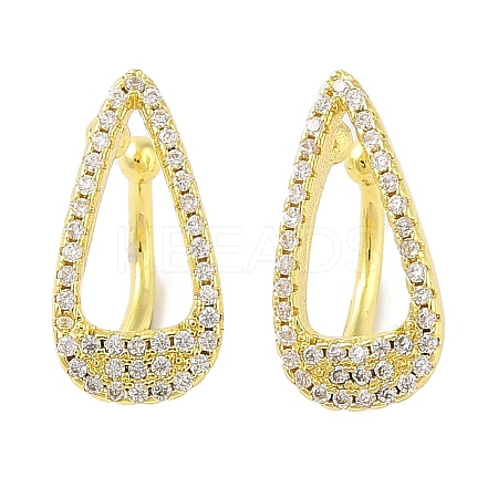 Brass Micro Pave Clear Cubic Zirconia Cuff Earrings for Women EJEW-I305-46G-1