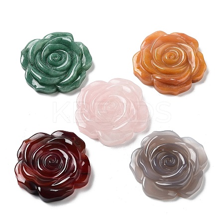 Natural Mixed Stone Carved Pendants G-P520-01-1