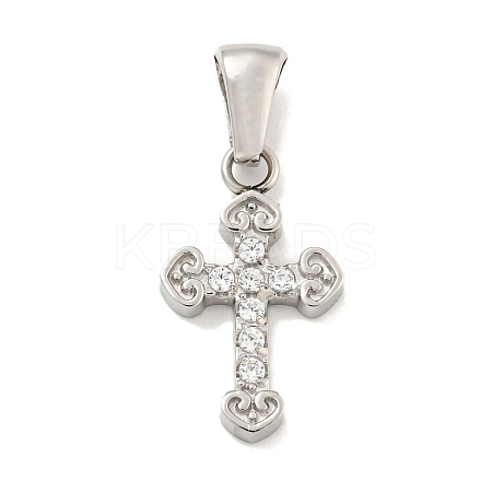 304 Stainless Steel Cubic Zirconia Pendants STAS-C102-04G-P-1