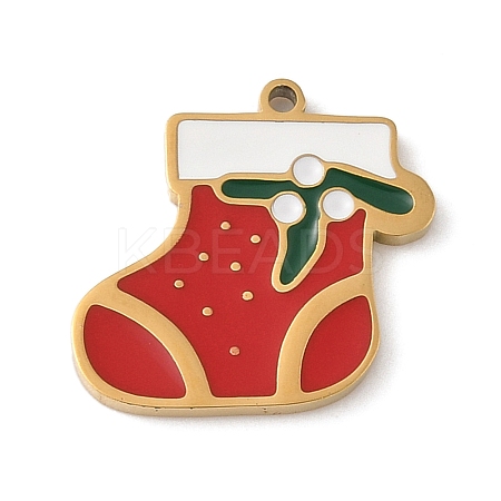 Christmas Themes 304 Stainless Steel Enamel Charms LS-STAS-K312-04F-G-1
