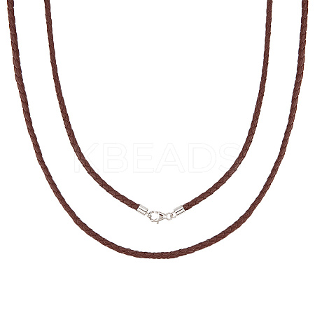 2Pcs Braided Round Leather Cord Necklace Making NJEW-BBC0001-19A-02-1