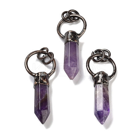 Natural Amethyst Faceted Pointed Bullet Pendants G-A221-03B-1
