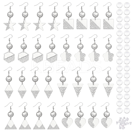 16 Pairs 8 Styles Blank Glass Dome Dangle Earrings EJEW-AB00007-1