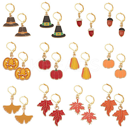 24Pcs 12 Styles Alloy Enamel Pendant Decorations HJEW-PH01903-1