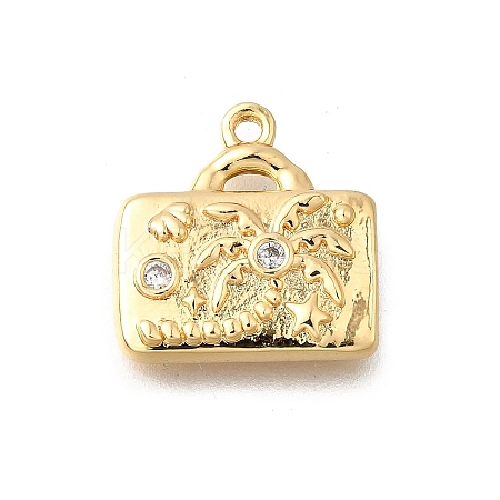 Brass Micro Pave Clear Cubic Zirconia Pendants KK-C096-16A-G-1