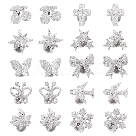 10Pairs 10 Styles 304 Stainless Steel Stud Earrings EJEW-TA0008-61-1