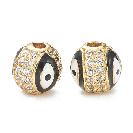 Brass Micro Pave Cubic Zirconia Beads ZIRC-A019-16G-A05-1